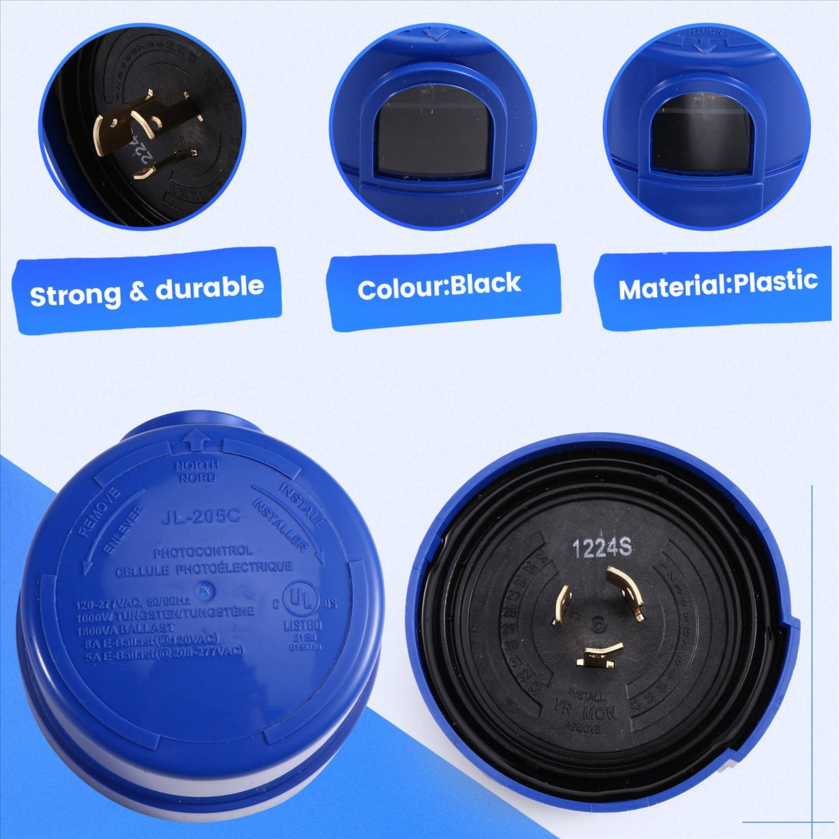 Outdoor Lighting Switch - AS99 HAPPY^3 パックフォトセル屋外照明用、ツイストロック付き自動オンオフフォトセンサースイッチ、夕暮れから夜明けまで光電ライト