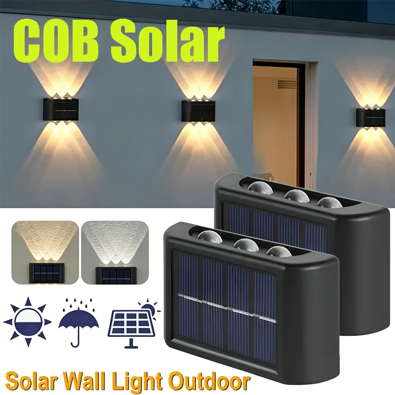 Outdoor Lighting Uplight - COB ソーラーウォールランプ屋外防水ソーラーライト上下凸レンズ照明庭街路景観バルコニー屋外用