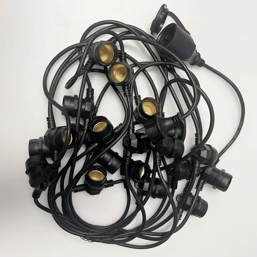 Outdoor Lighting Permanent - 10 メートルケーブル LED ストリング商用グレード防水 E27 ソケット付き屋外ホリデーガーランド結婚式照明庭の装飾用