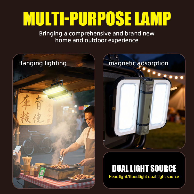 Outdoor Lighting Vendor - ソーラー充電式強力磁気キャンプライト、家庭用、建設現場用、屋台用、屋外用緊急ランプ