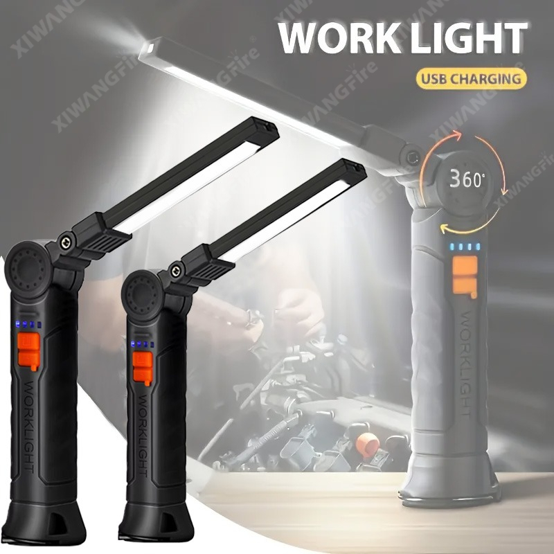Outdoor Lighting Permanent - 充電式 LED 懐中電灯 マグネットとフック付き、作業現場のセキュリティ、夜間作業、アウトドアキャンプ、緊急用の防水
