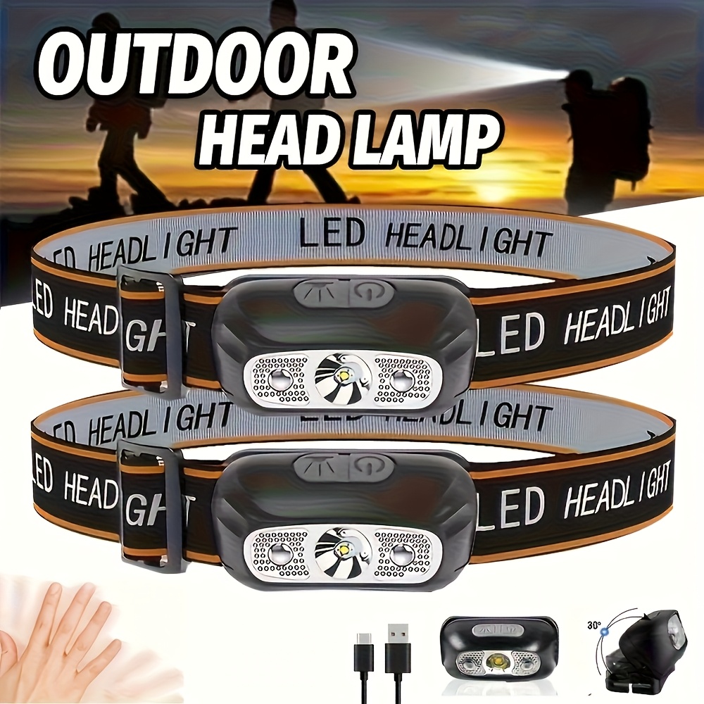 Outdoor Lighting Kits - 強力なライトヘッドランプポータブル LED センサーヘッドランプ USB 充電式ヘッド懐中電灯屋外キャンプ釣り緊急ランタン