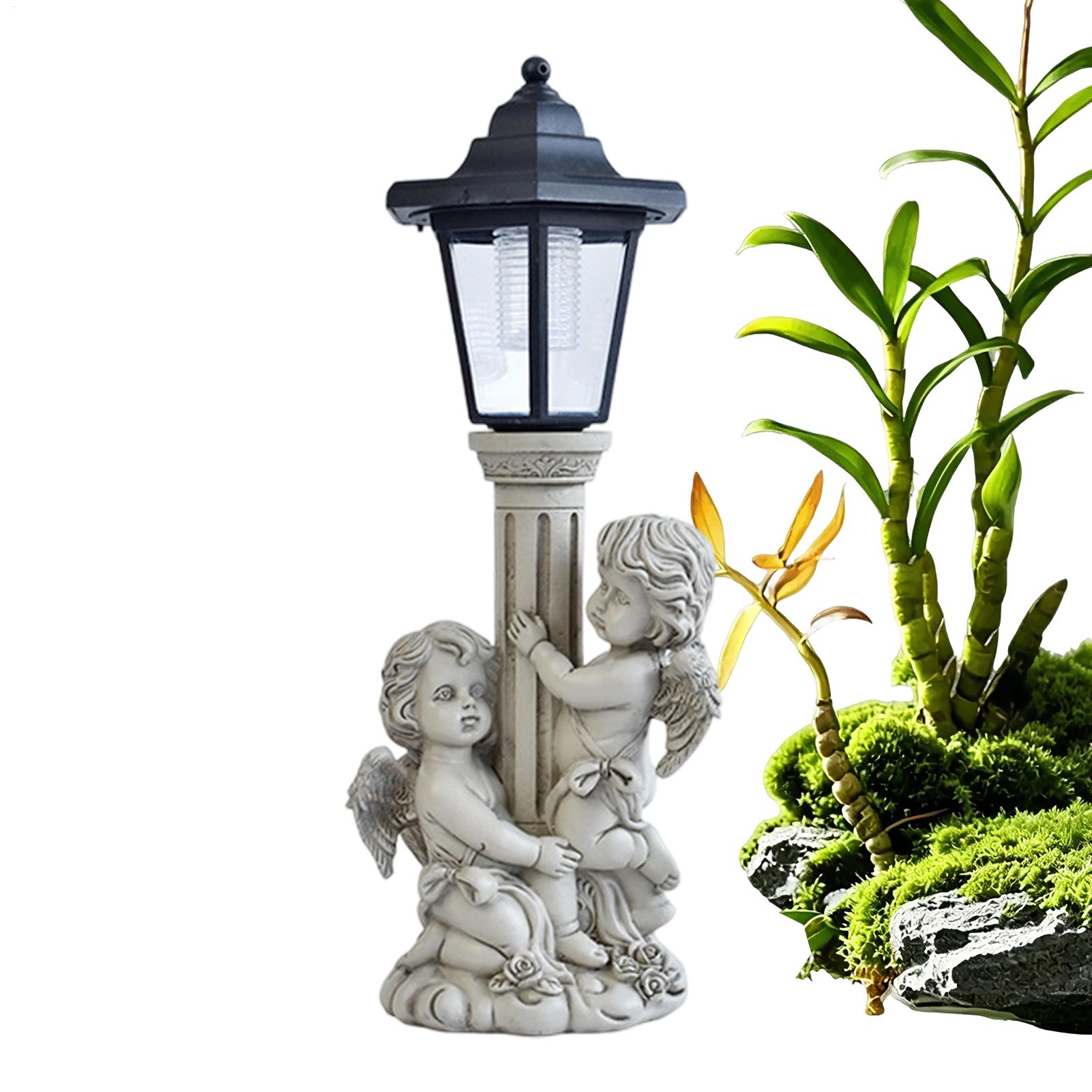 Outdoor Lighting Uplight - 庭の彫像ライトアップ自動オン/オフ樹脂彫刻照明屋外彫像ソーラーランタン付き家庭用庭庭芝生用