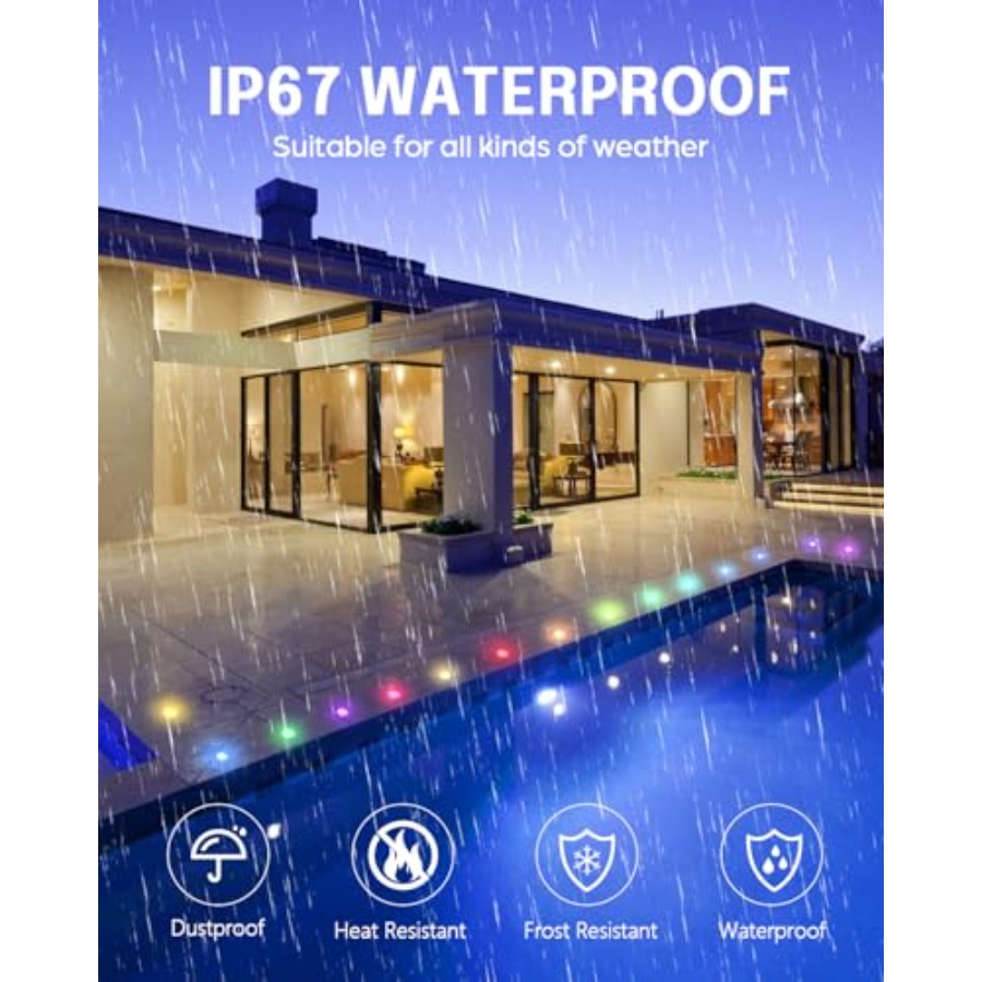 RGBデッキライトキット、低電圧変圧器タイマーと光電センサー - Outdoor Lighting Kits Low Voltage のレビューと価格