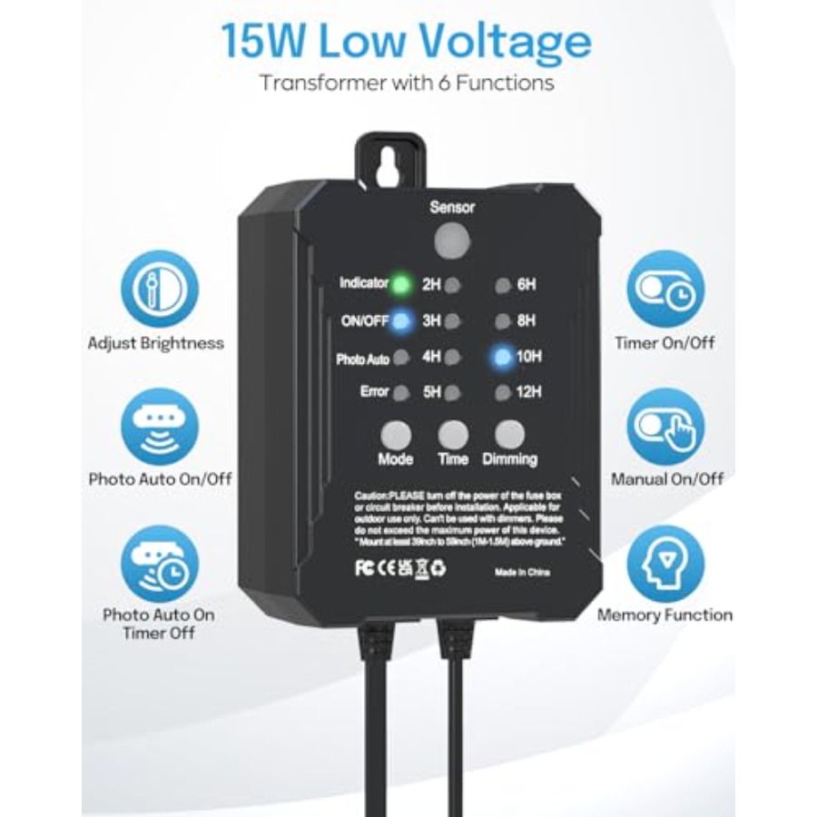 RGBデッキライトキット、低電圧変圧器タイマーと光電センサー - Outdoor Lighting Kits Low Voltage のレビューと価格