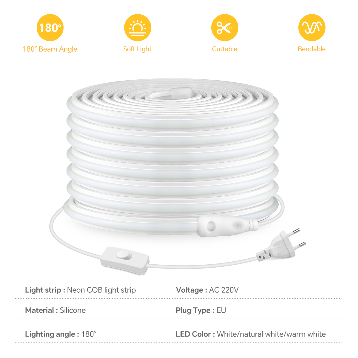 220V COB LEDストリップ 高密度 防水 COB L - Outdoor Lighting Switch のレビューと価格