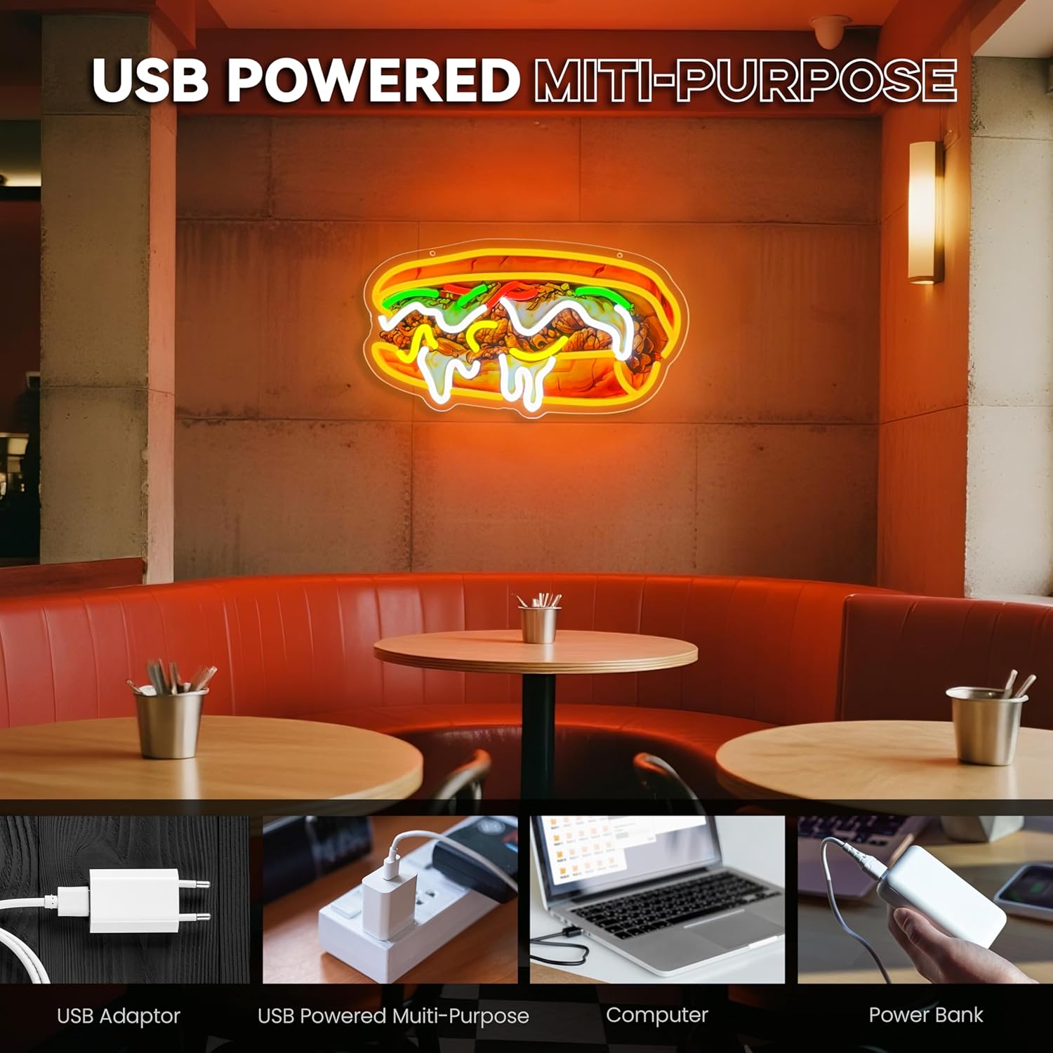 フィラデルフィアチーズステーキネオンサインUSB電源手作りL - Outdoor Lighting Vendor のレビューと価格