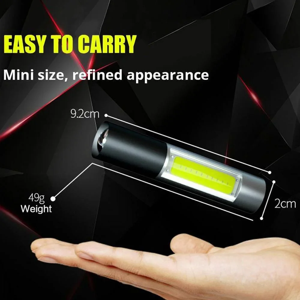 ミニ LED 懐中電灯ズーム可能な USB 充電式防水ランプ - Outdoor Lighting Switch のレビューと価格