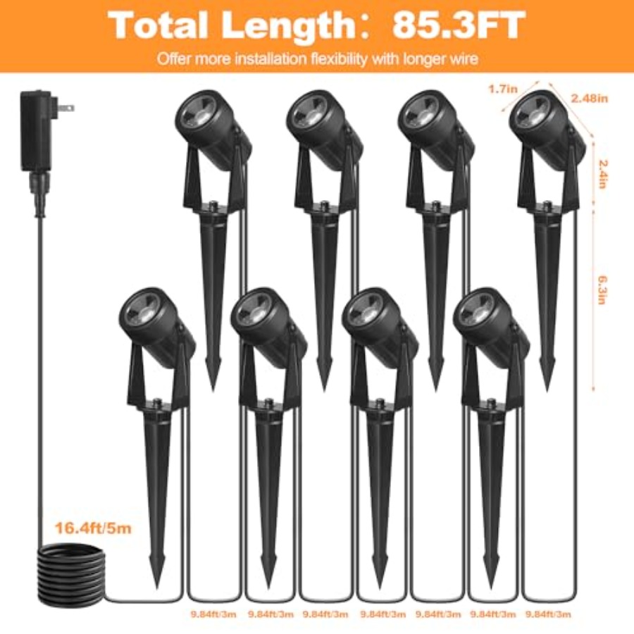 85.3フィートLED屋外景観スポットライト低電圧、24W有 - Outdoor Lighting No Wiring のレビューと価格