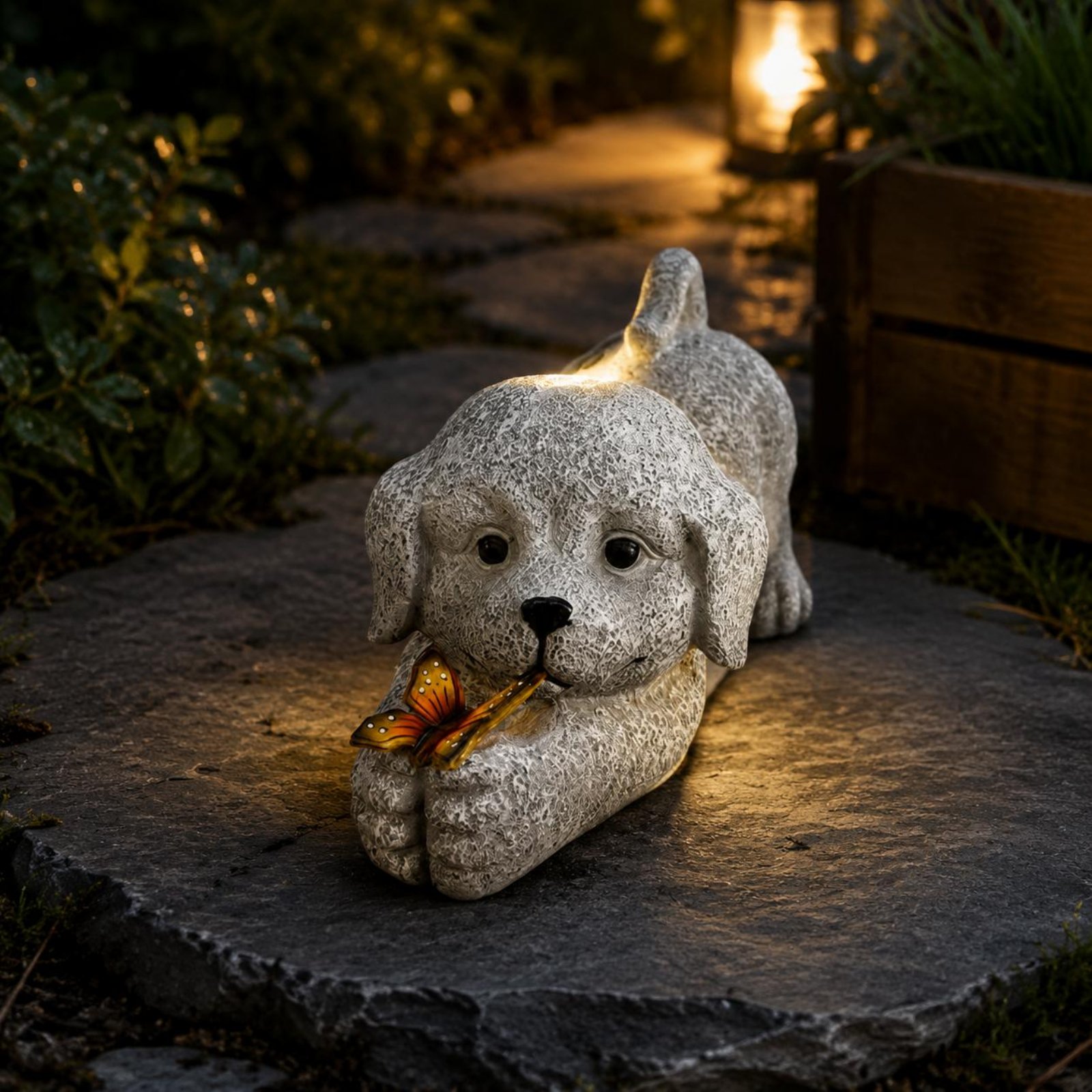 ソーラー犬像樹脂工芸品ソーラー犬ライト屋外装飾省エネ庭用配線 - Outdoor Lighting No Wiring のレビューと価格