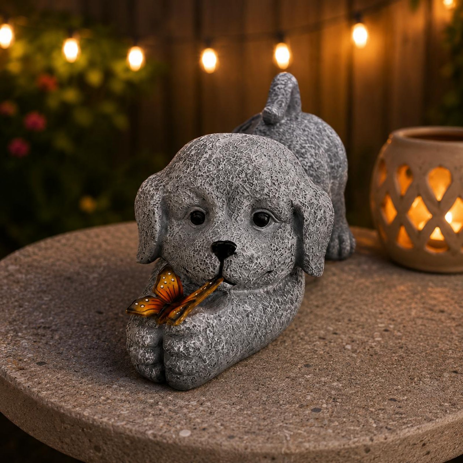 ソーラー犬像樹脂工芸品ソーラー犬ライト屋外装飾省エネ庭用配線 - Outdoor Lighting No Wiring のレビューと価格