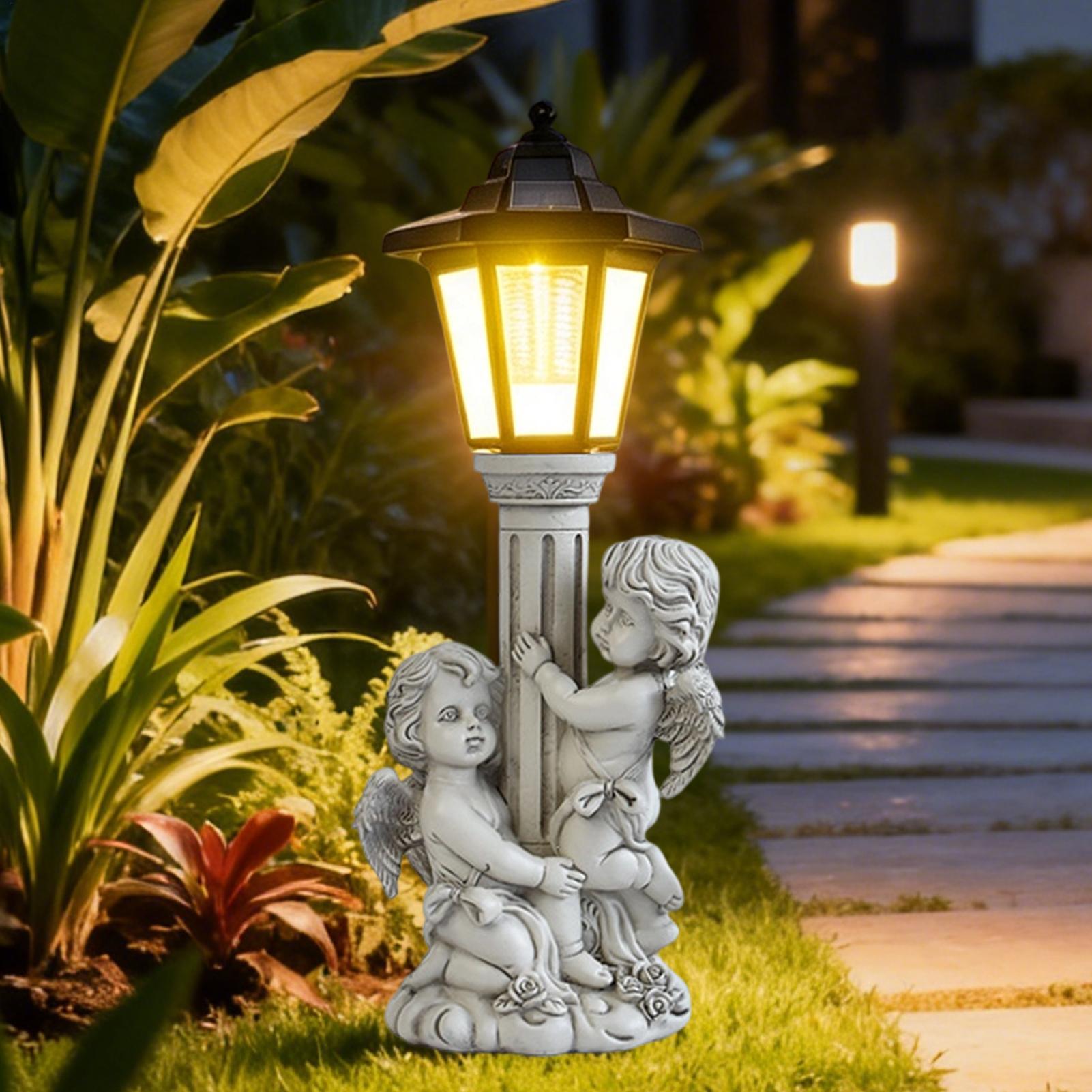 庭の彫像ライトアップ自動オン/オフ樹脂彫刻照明屋外彫像ソーラ - Outdoor Lighting Uplight のレビューと価格