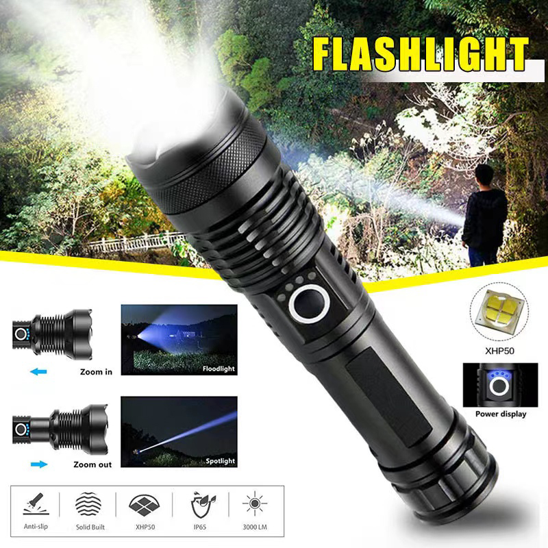 ハイパワー XHP70 LED 懐中電灯 USB-C 充電式 - Outdoor Lighting Permanent のレビューと価格