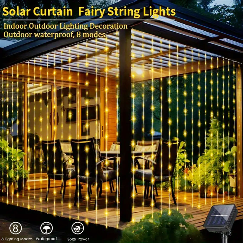 ソーラー LED カーテンライト屋外ガーランドソーラー妖精ス - Outdoor Lighting No Wiring のレビューと価格